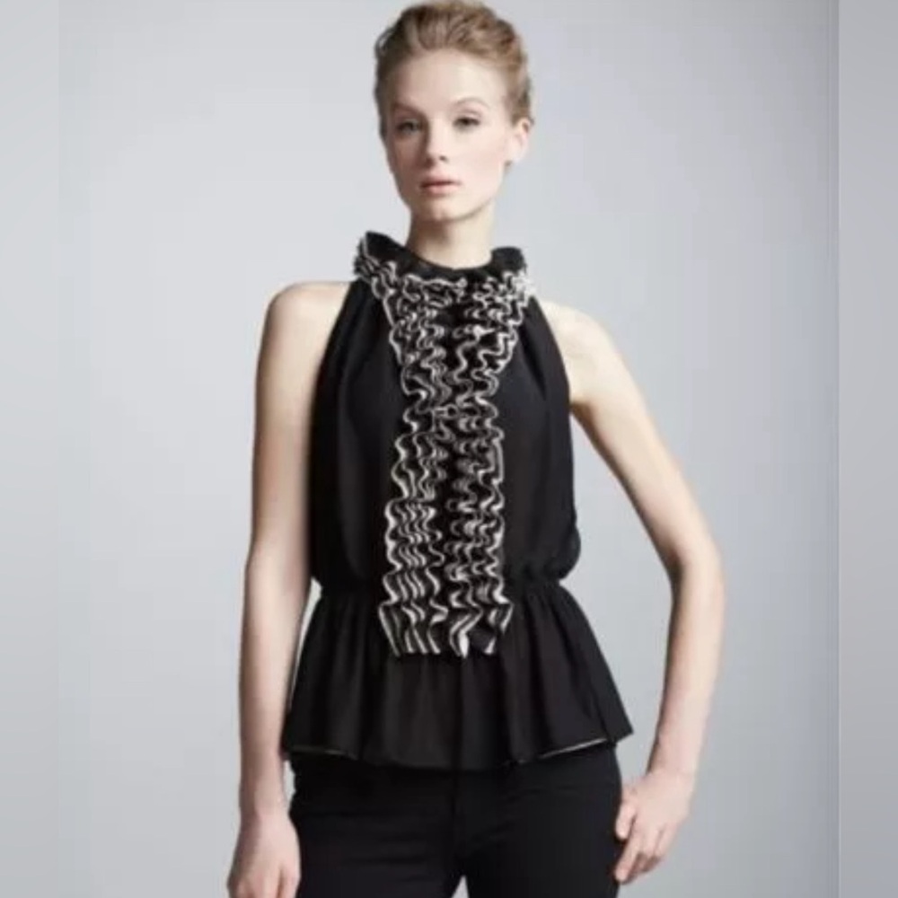 Robert Rodriguez Target Neiman Marcus Ruffled Top shirt Blouse chic Size Medium